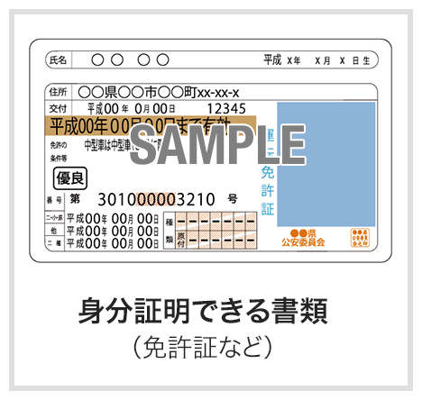 身分証明できる書類（免許証など）